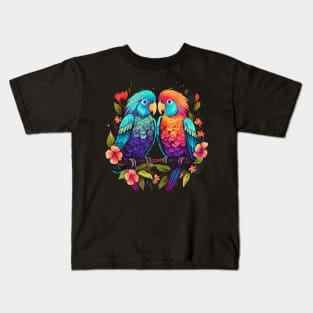 Parakeet Couple Valentine Kids T-Shirt